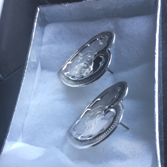 Sterling silver engraved earrings - Picture 6 of 9